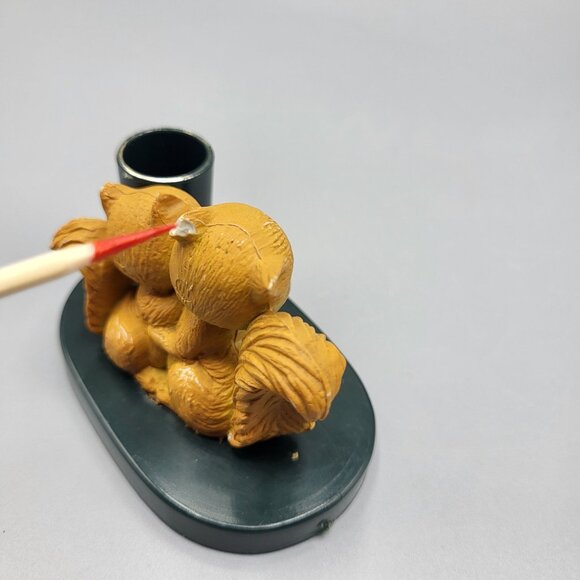 Vintage Kitsch Squirrel Figurine Pen Pencil Toothpick Holder Hong Kong *READ* - Picture 13 of 13